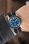 Unimatic U1-MLM blue fitted with Erika's Originals Trident MN watch strap with white centerline