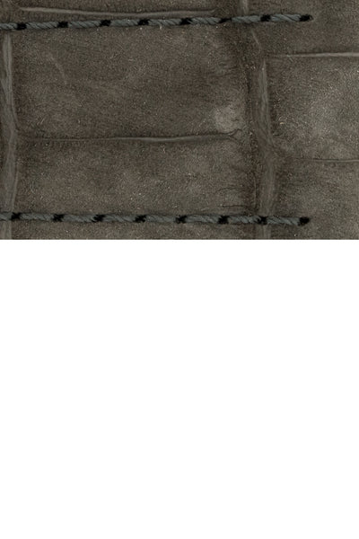 Hirsch Tritone Nubuck Alligator Leather Watch Strap in Black (Close-Up Texture Detail)