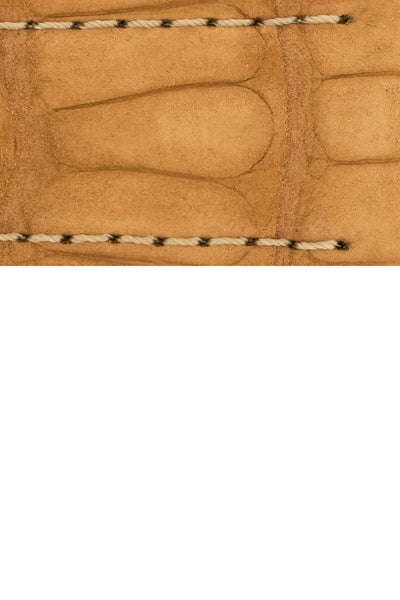 Hirsch Tritone Nubuck Alligator Leather Watch Strap in Gold Brown (Close-Up Texture Detail)