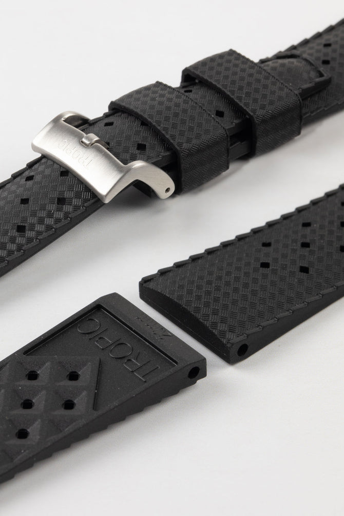 TROPIC Textured Rubber Waterproof Diving Strap in BLACK