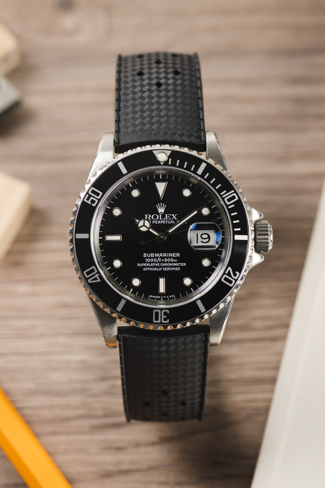 TROPIC Textured Rubber Waterproof Diving Strap in BLACK