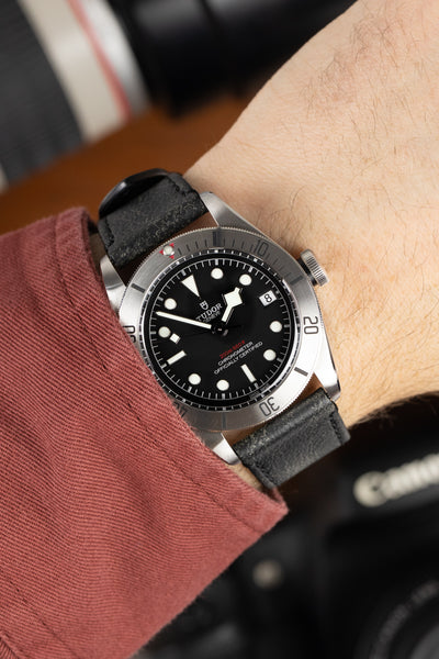 TUDOR M79730-0005 Black Bay 41mm Automatic Watch with Black Leather Strap