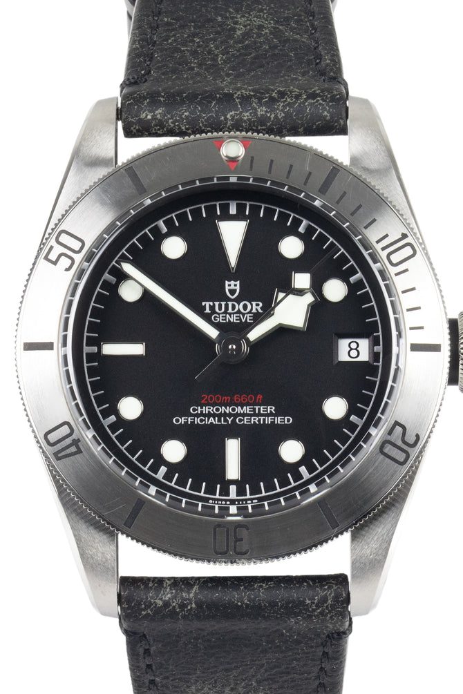 TUDOR M79730-0005 Black Bay 41mm Automatic Watch with Black Leather Strap