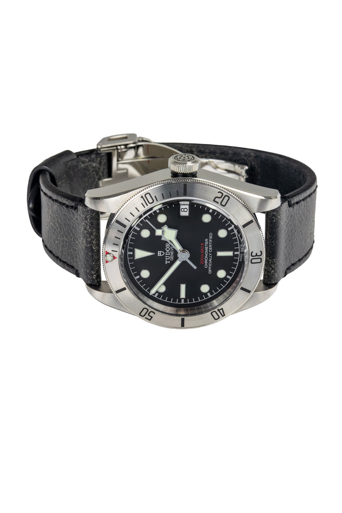 TUDOR M79730-0005 Black Bay 41mm Automatic Watch with Black Leather Strap