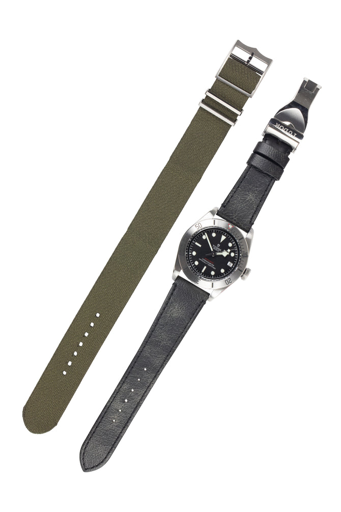 TUDOR M79730-0005 Black Bay 41mm Automatic Watch with Black Leather Strap