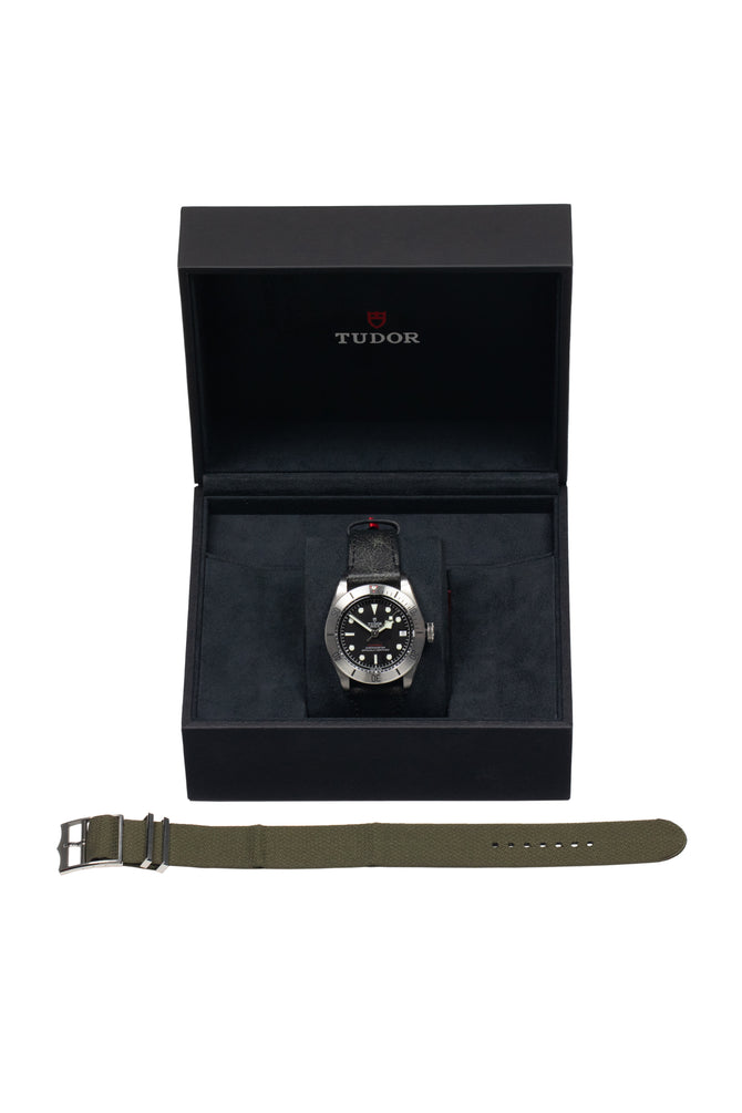 TUDOR M79730-0005 Black Bay 41mm Automatic Watch with Black Leather Strap