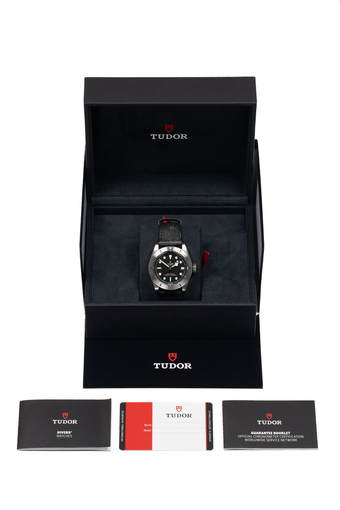 TUDOR M79730-0005 Black Bay 41mm Automatic Watch with Black Leather Strap
