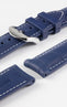 ISOSWISS SKINSKAN Alligator-Embossed Rubber Watch Strap in BLUE with White Stitch