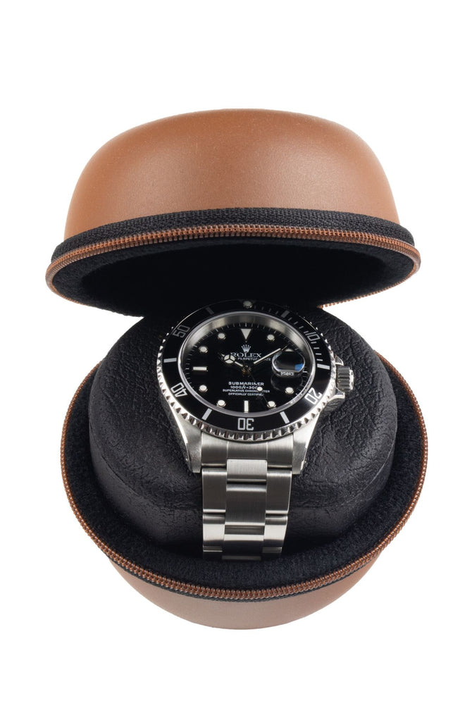 Beco Technic BOXY Round Leatherette Single Watch Case - BROWN