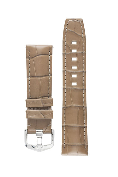 Hirsch TRITONE Padded Alligator Leather Watch Strap in BEIGE