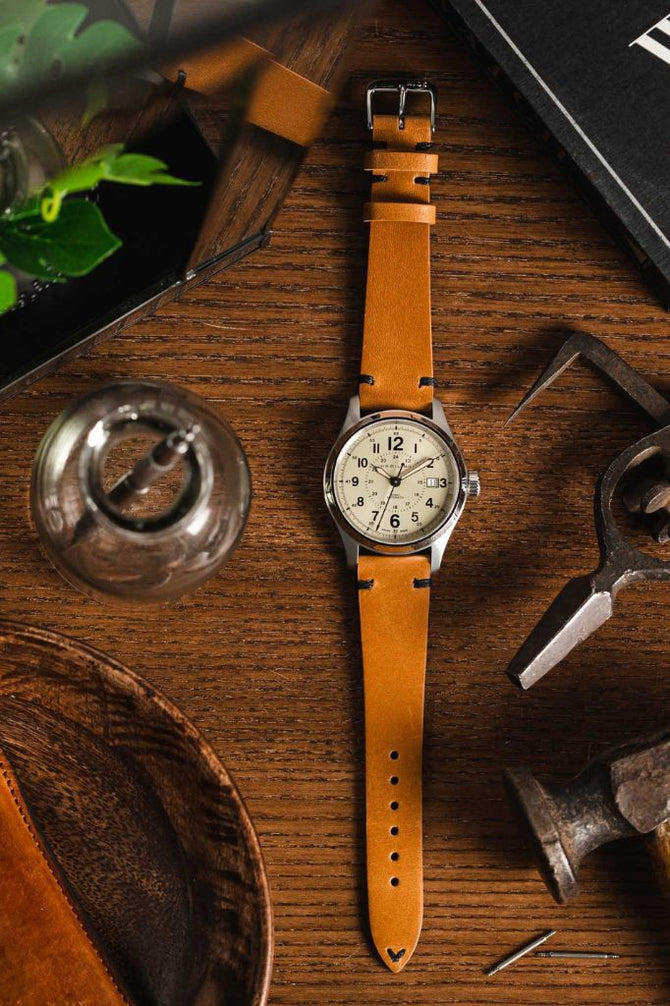 RIOS1931 WALKER Genuine Vintage Leather Watch Strap in HONEY