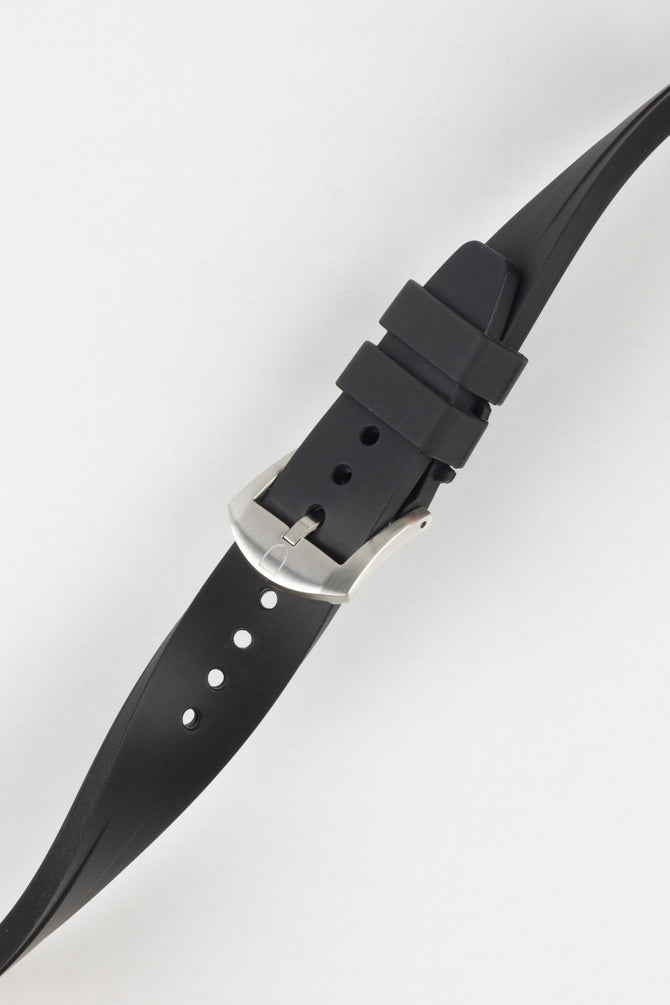 black curved end watch strap