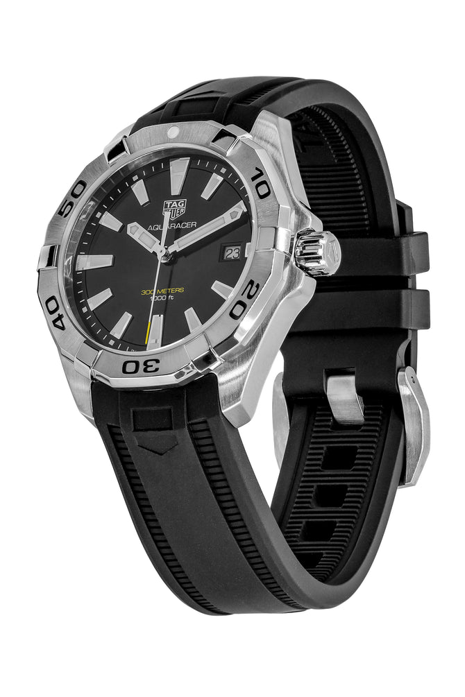 TAG HEUER WBD1110.FT8021 Aquaracer 300m 41mm Quartz Watch - Black Dial with Rubber Strap