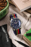 Nylon Watch Strap in BLUE / RED / GREEN / YELLOW Stripes with Polished Buckle & Keepers