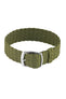 PERLON Double Yarn Braided One Piece Watch Strap & Buckle in ARMY GREEN