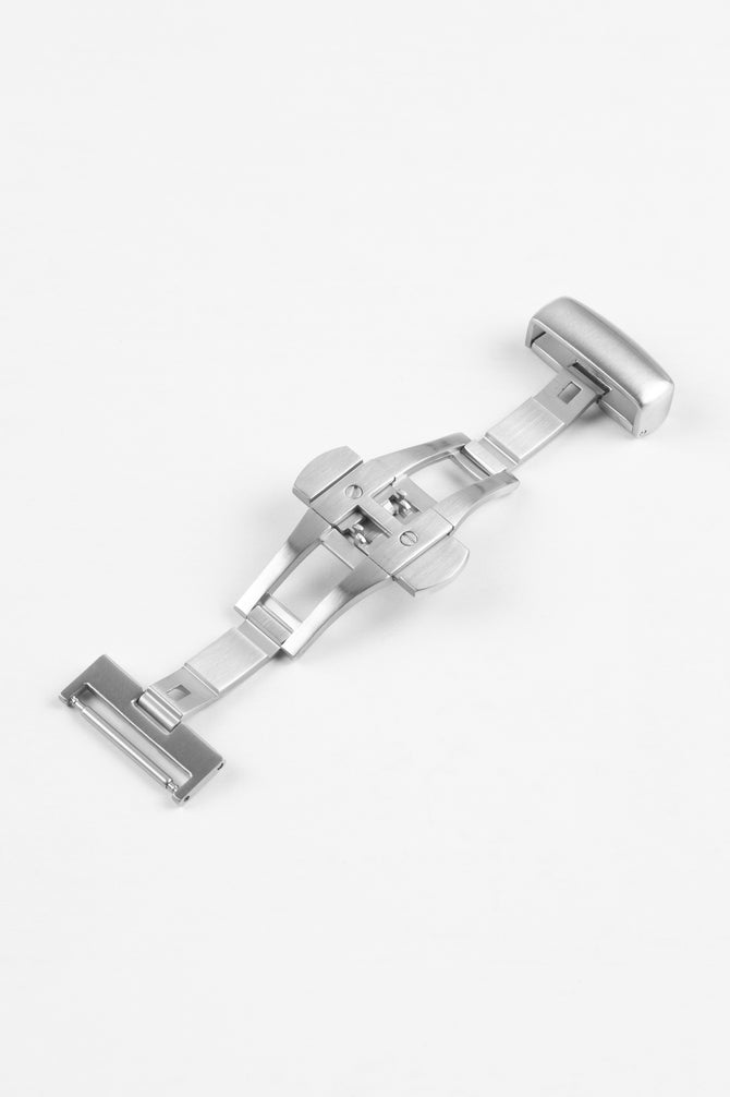PUSH-BUTTON Deployment Clasp in BRUSHED SILVER