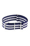 Nylon Watch Strap in BLUE with WHITE Stripes