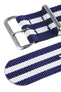 Nylon Watch Strap in BLUE with WHITE Stripes
