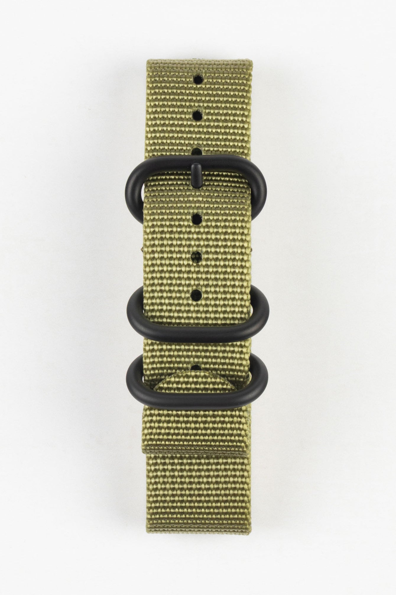 ZULU Nylon Watch Strap with 3 PVD Rings in OLIVE GREEN