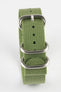 ZULU Nylon Watch Strap with 3 Steel Rings in ARMY GREEN