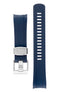 Crafter Blue CB10 Rubber watch strap for seiko 5 sports series with brushed stainless steel buckle and embossed keeper in Navy Blue over layer and red underlayer