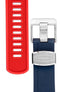 Crafter Blue Rubber Watch Strap for Seiko SKX Series in Navy Blue & Red with Rubber & Steel Keepers (Tapers & Buckle)