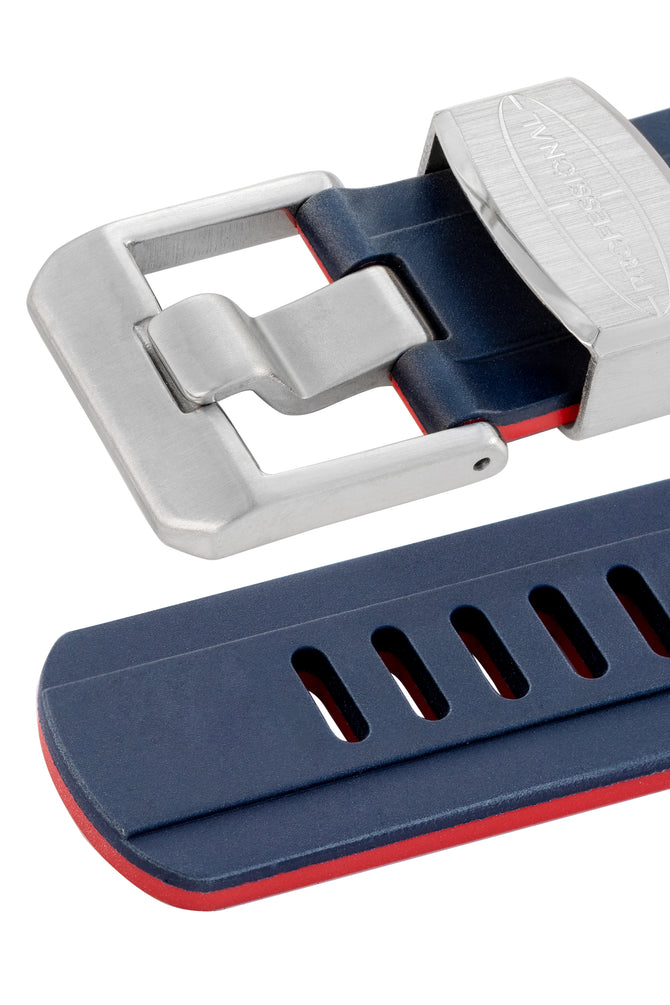 CRAFTER BLUE CB10 Rubber Watch Strap for Seiko 5 Sports Series – NAVY BLUE & RED with Rubber & Steel Keepers