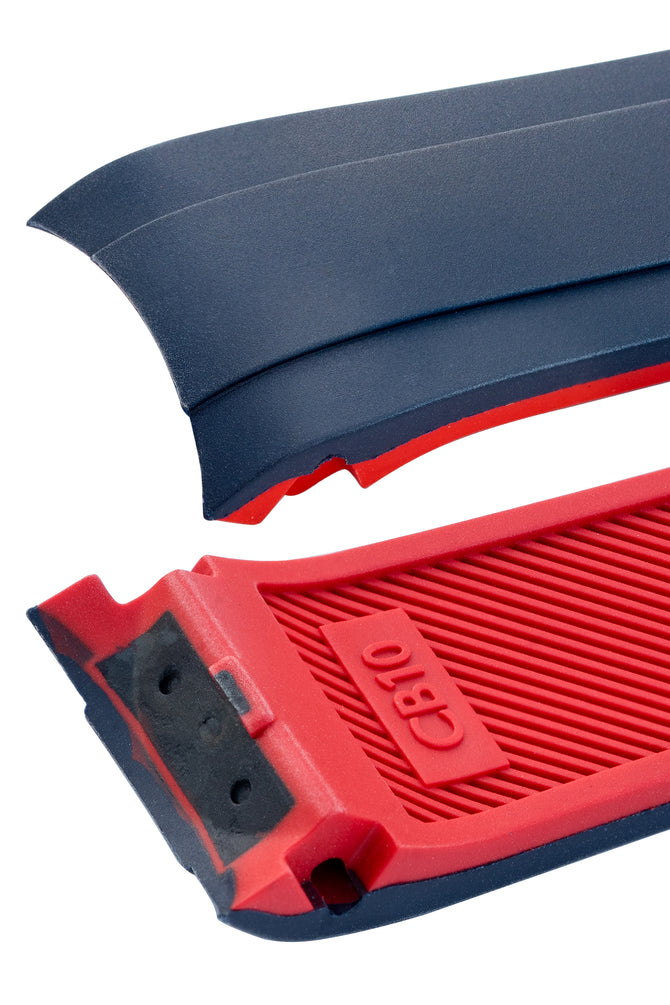 Crafter Blue Rubber Watch Strap for Seiko SKX Series in Navy Blue & Red with Rubber & Steel Keepers (Curved Ends)