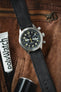 Omega Dynamic Genève black dial fitted with Di-Modell Natural watch strap in black