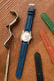 Rolex Oyster Perpetual Datejust white dial fitted with Di-modell polo sherpa watch strap in blue
