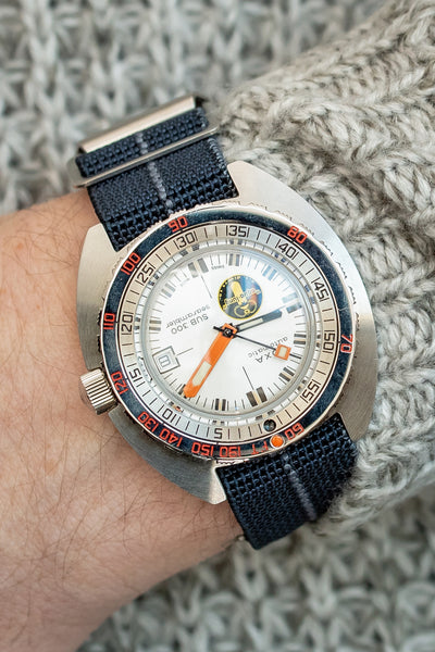 Erika's Originals Trident MN™ Watch Strap with Grey Centreline and Brushed Steel Hardware (Promo Photo)