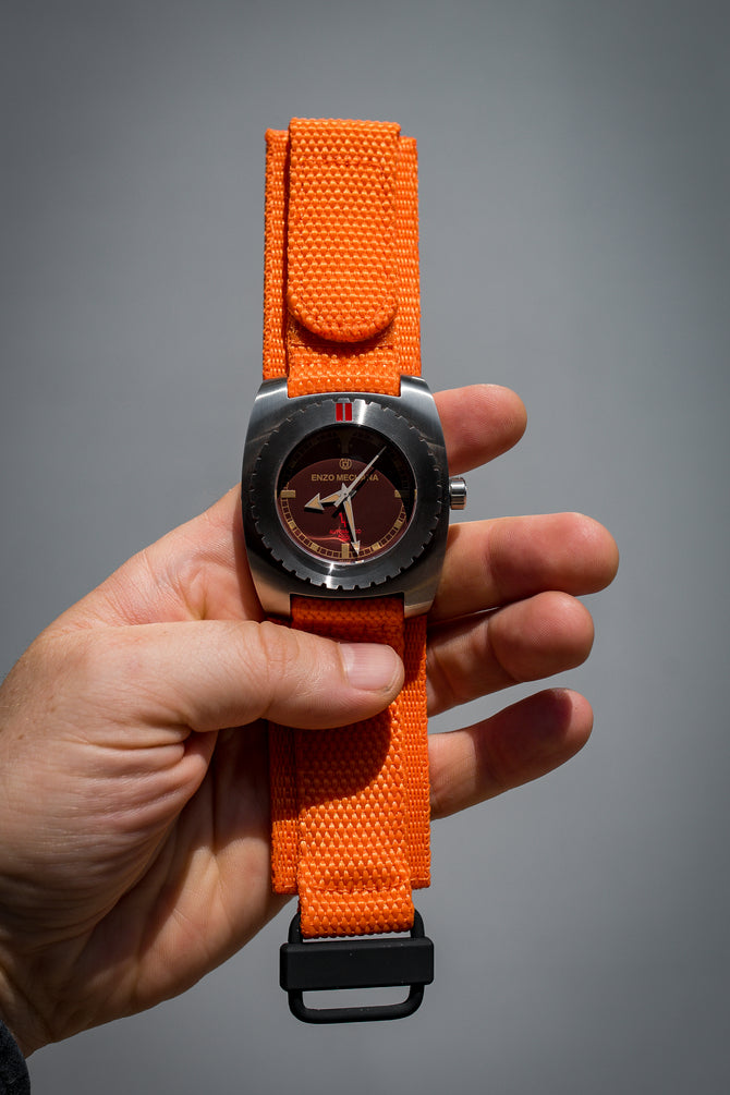Tactical Hook & Loop Nylon Watch Strap in ORANGE